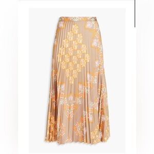 Sandro pleated printed satin maxi skirt sz 40/US 6-8